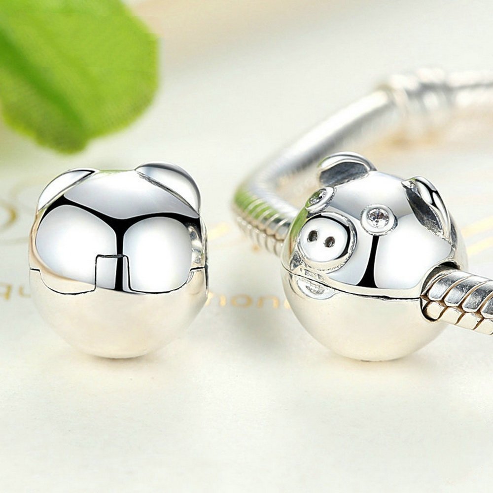 PAHALA 925 Strling Silver Cute Pig Charms Pendant Fit Bracelets Necklace