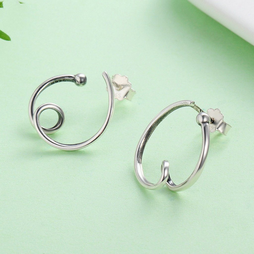 PAHALA 925 Sterling Silver Simple Line Party Wedding Stud Earrings