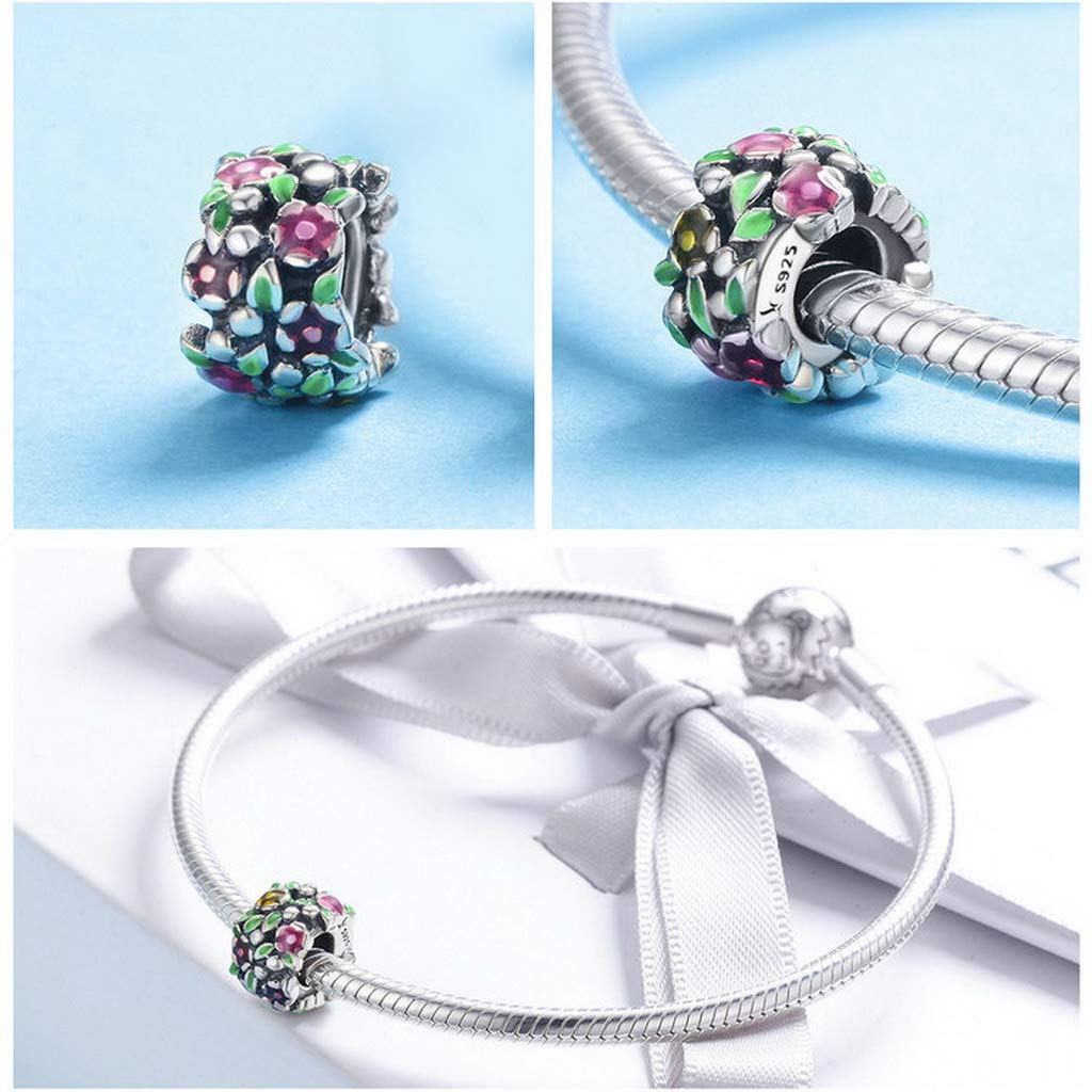 PAHALA 925 Strling Silver Flower Wall Spacer Enamel Charms