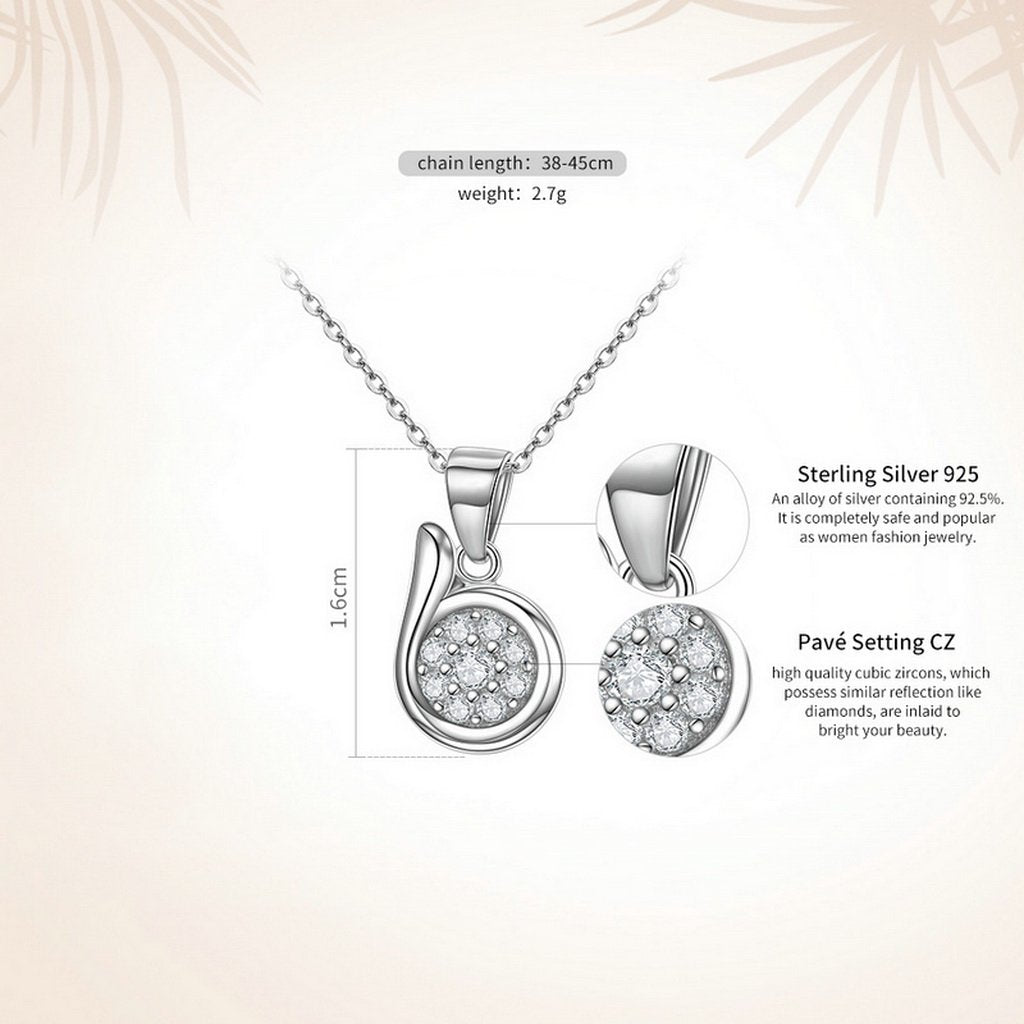 PAHALA 925 Sterling Silver B Letter with Crystals Clear CZ Pendant Necklace