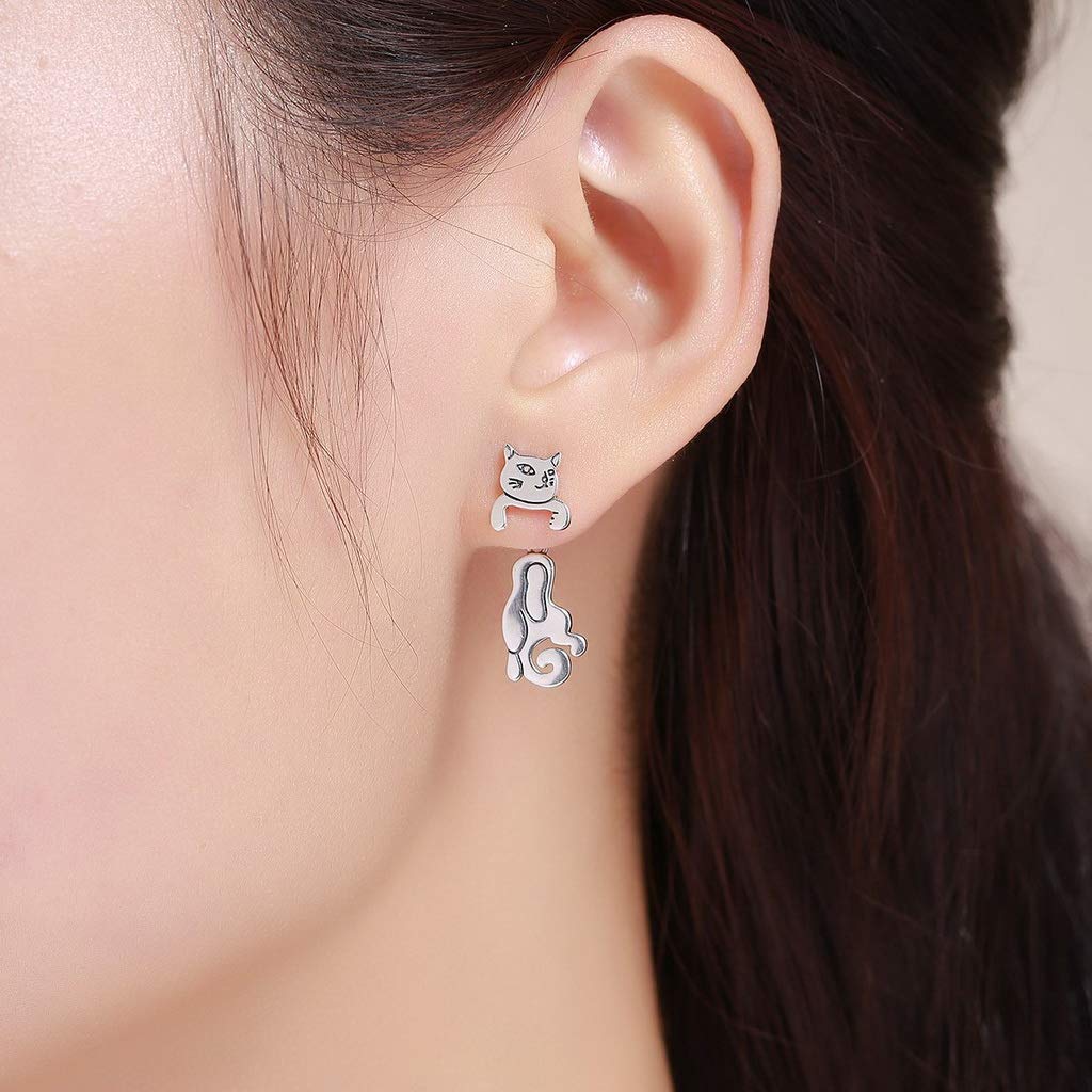 PAHALA 925 Sterling Silver Cat Pussy Drop Earrings