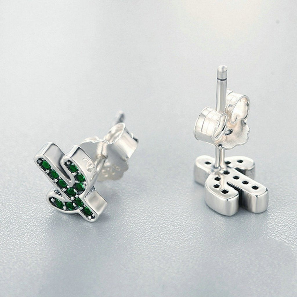 PAHALA 925 Sterling Silver Green Cacuts Crystals Party Wedding Stud Earring