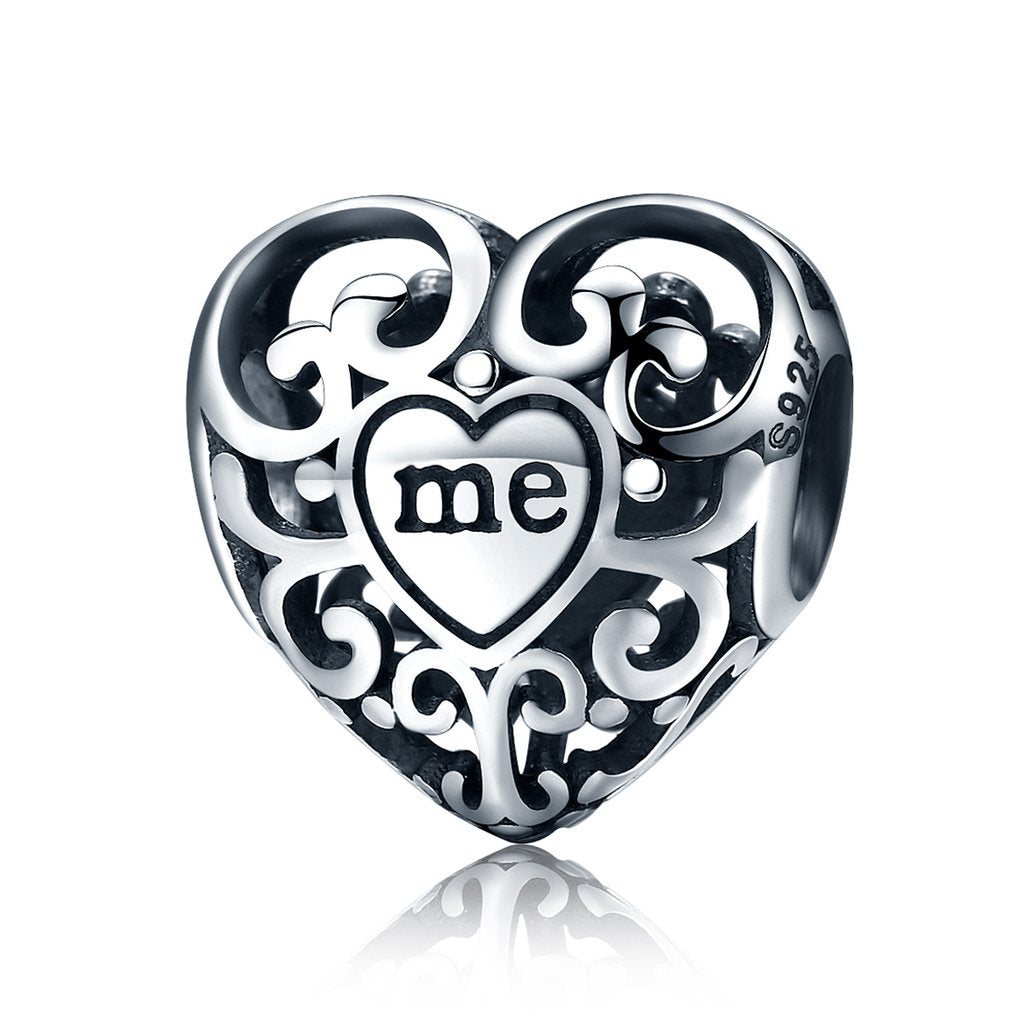 PAHALA 925 Strling Silver You and Me Flower Charms Fit Bracelets Necklace
