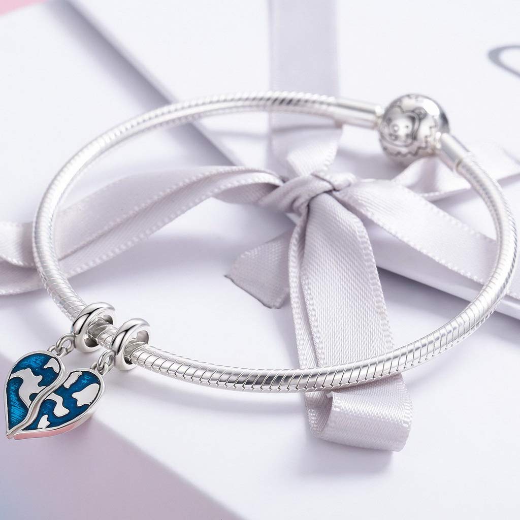 PAHALA 925 Strling Silver Enamel Picture of Earth Heart Charms