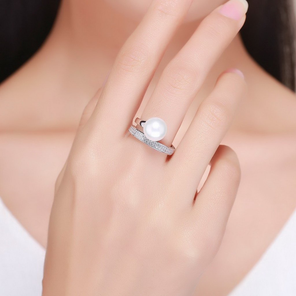 PAHALA 925 Strling Silver Round Geometric Weeding Party Band Ring