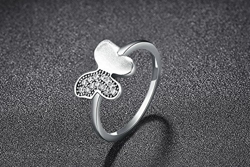 PAHALA 925 Sterling Silver Butterfly with Crystals Cubic Zirconia Vintage Wedding Engagement Band Ring