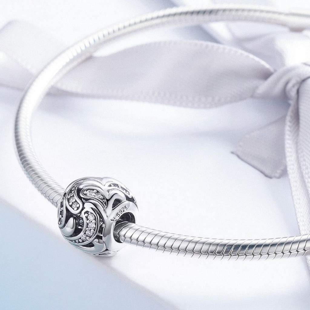 PAHALA 925 Strling Silver Blooming Flower Dazzling with Crystals Charm