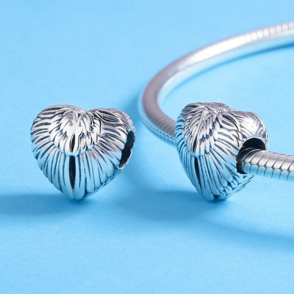 PAHALA 925 Strling Silver Wings in Heart Charm Bead