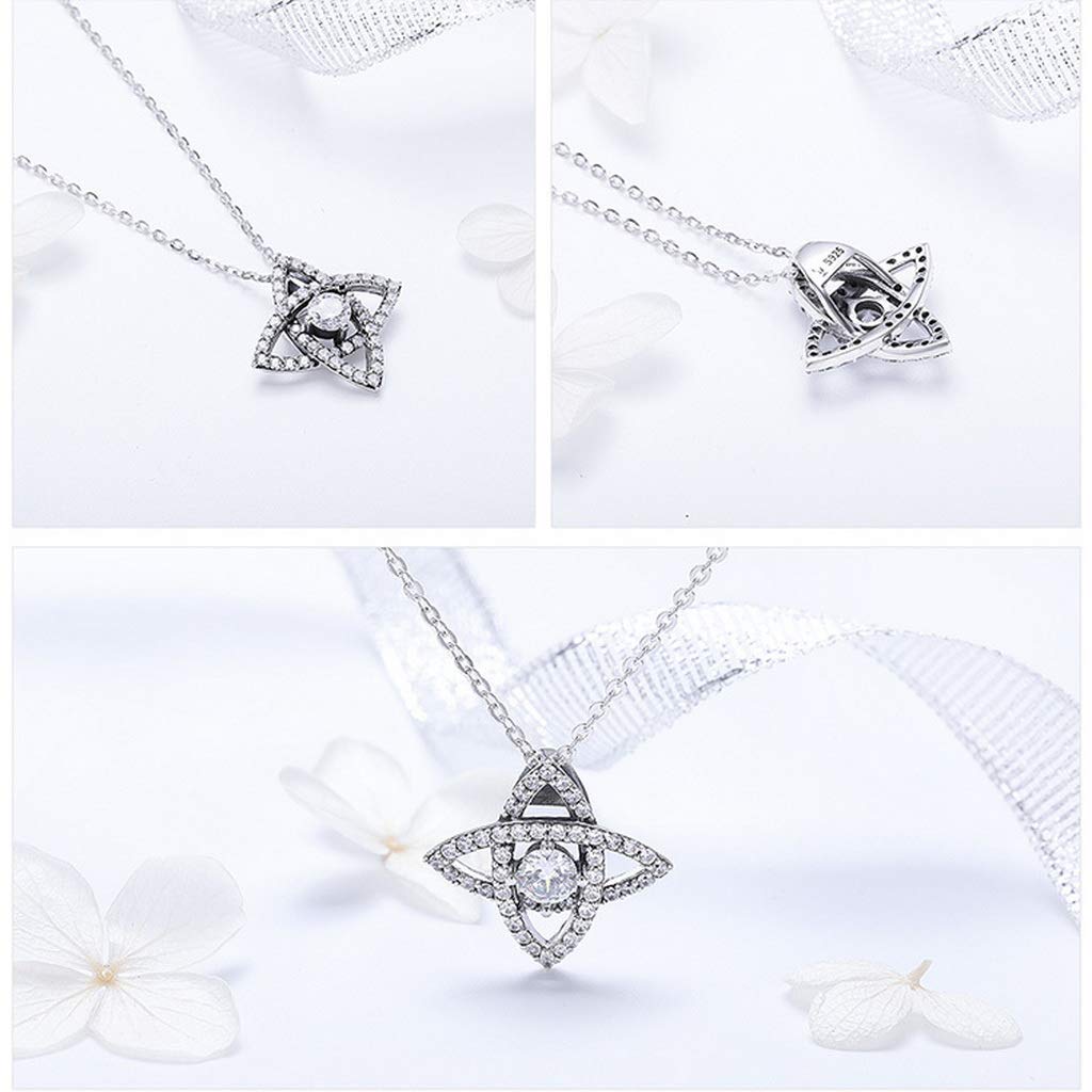 PAHALA 925 Sterling Silver Sparkling Crystal Geometric Pendant Necklace
