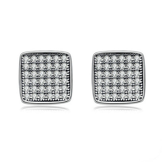 PAHALA 925 Sterling Silver Crystals Classic Square Party Wedding Stud Earring