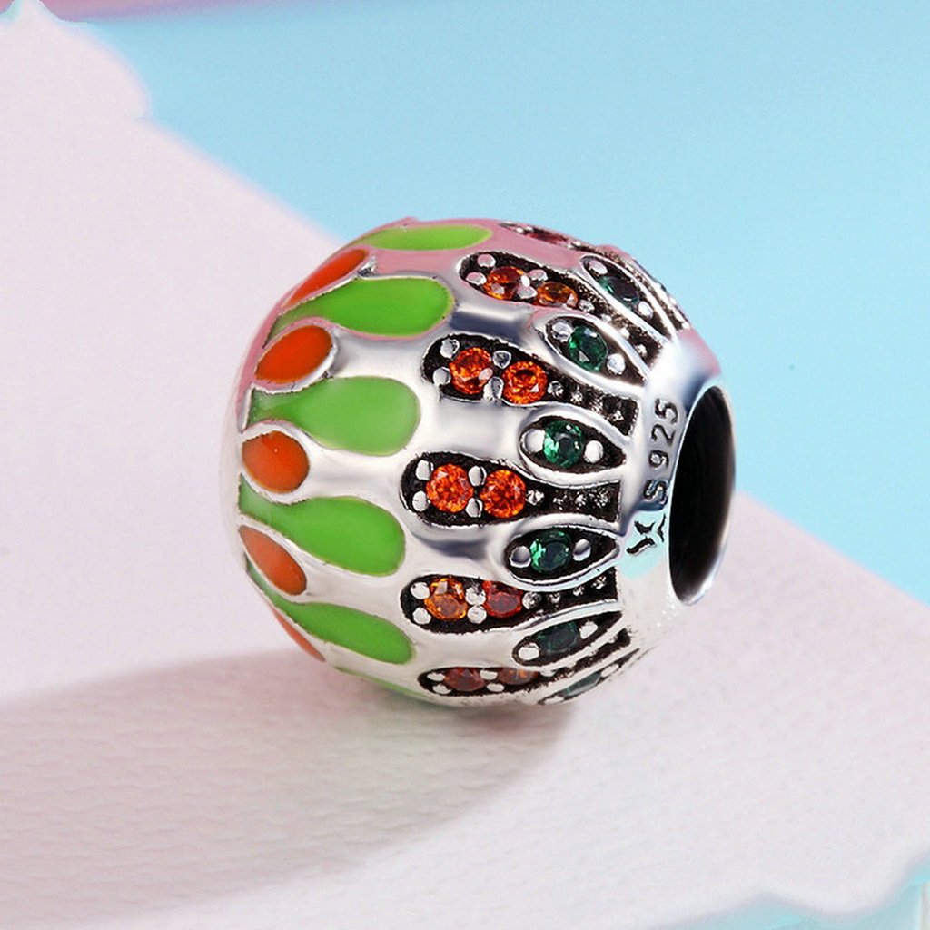 PAHALA 925 Sterling Silver Romantic Firework with Crystals Charm Bead