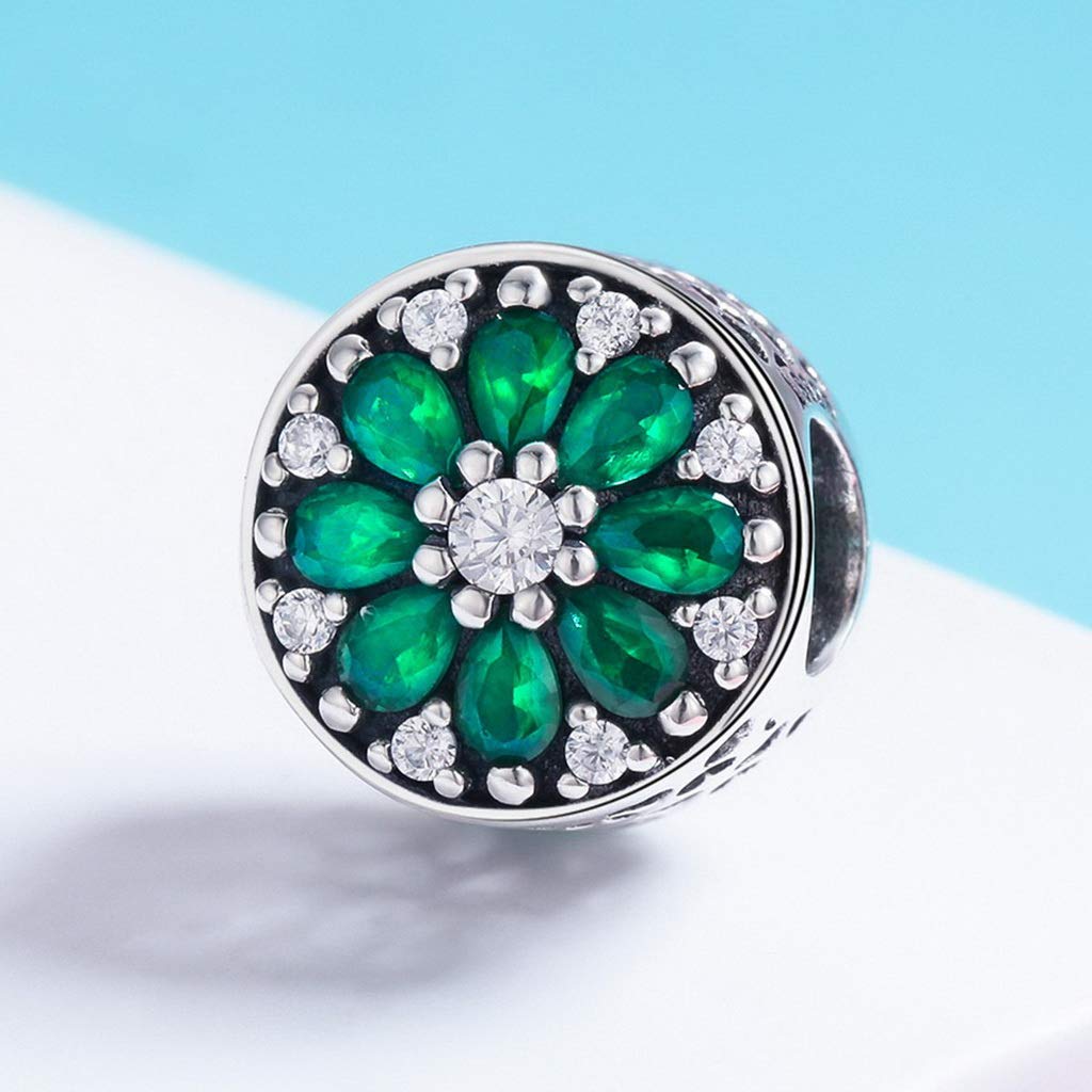 PAHALA 925 Strling Silver Summer Luminous Green Crystals Charms