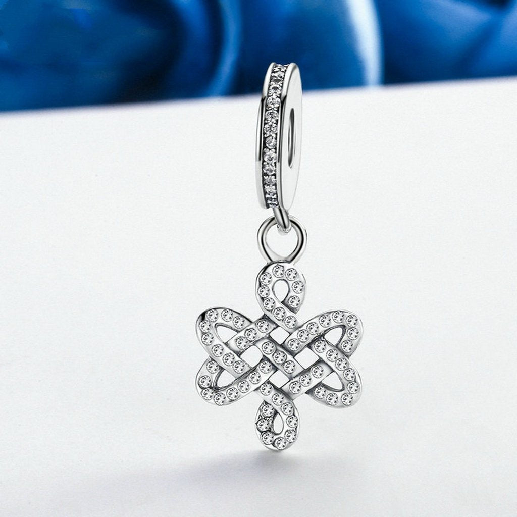 PAHALA 925 Sterling Silver Sparking Knot with Crystals Charms Beads