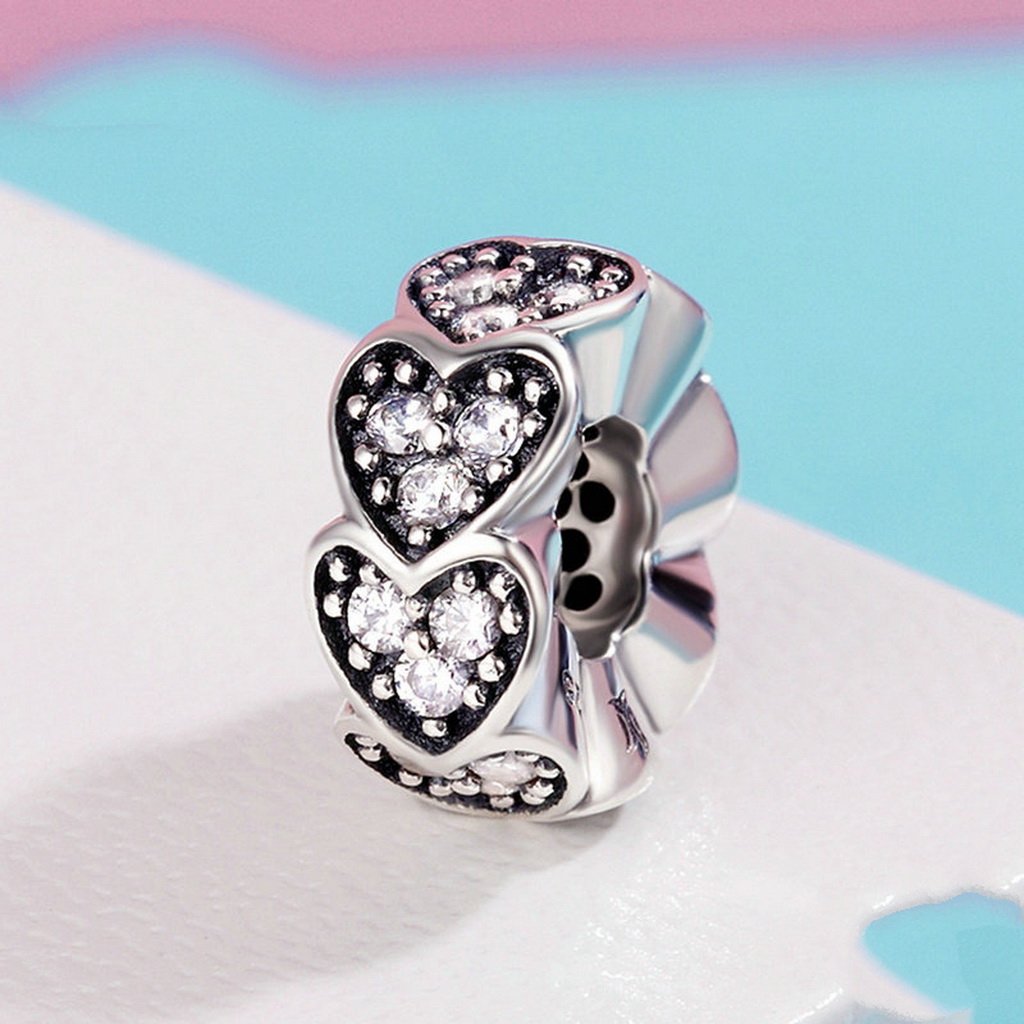PAHALA 925 Sterling Silver My Heart with You with Crystal Charm Bead Fit Bracelet