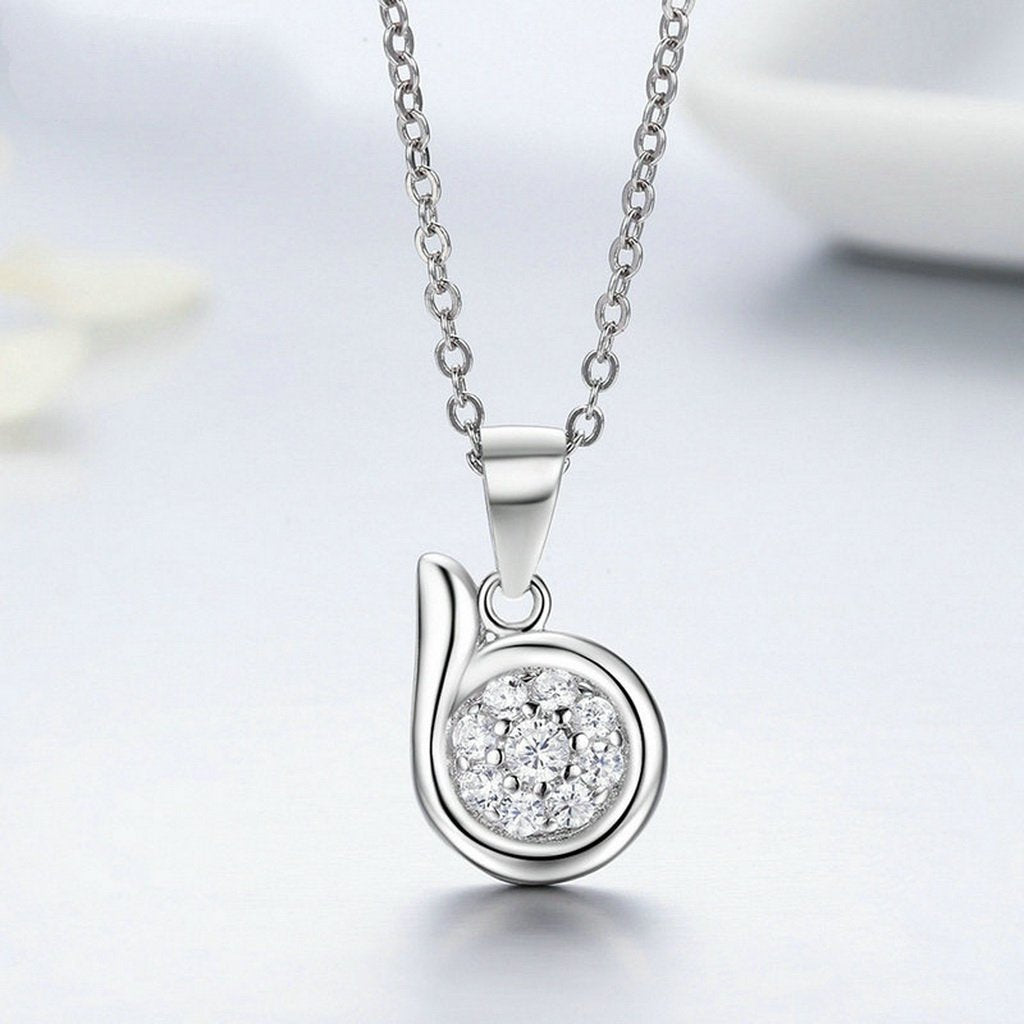 PAHALA 925 Sterling Silver B Letter with Crystals Clear CZ Pendant Necklace
