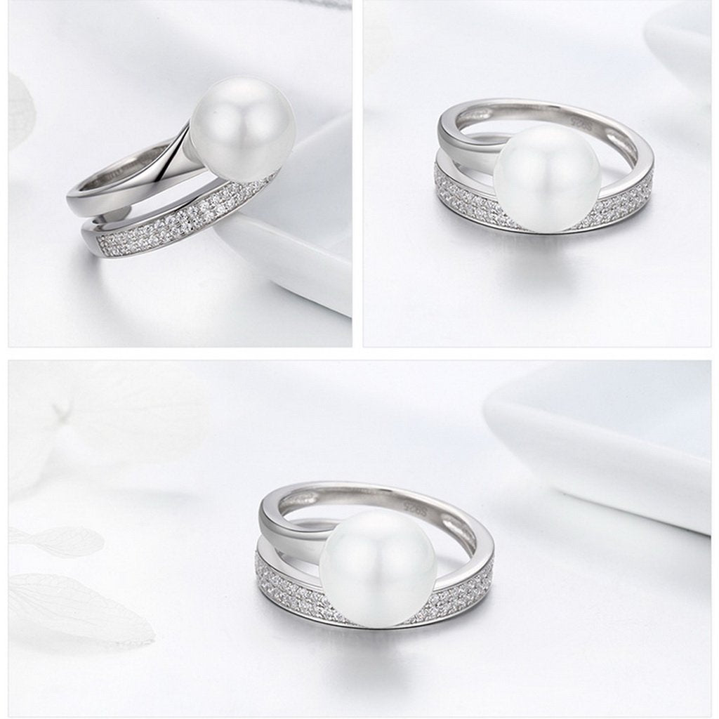 PAHALA 925 Strling Silver Round Geometric Weeding Party Band Ring