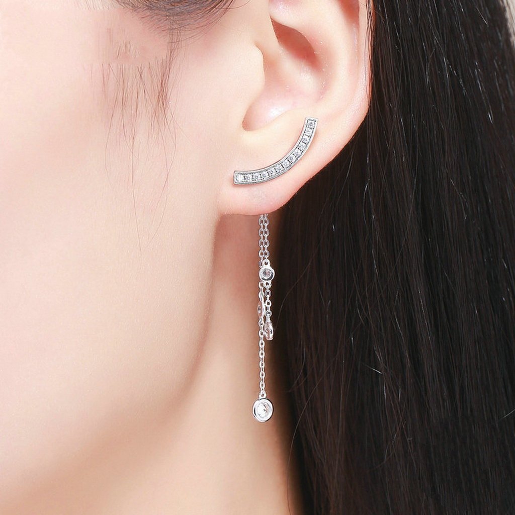 PAHALA 925 Sterling Silver Love T Bar Freshwater Pearl Party Wedding Drop Earrings