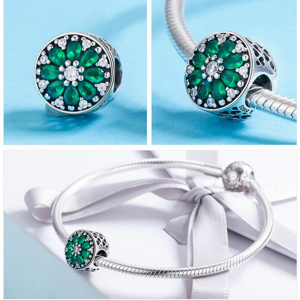 PAHALA 925 Strling Silver Summer Luminous Green Crystals Charms