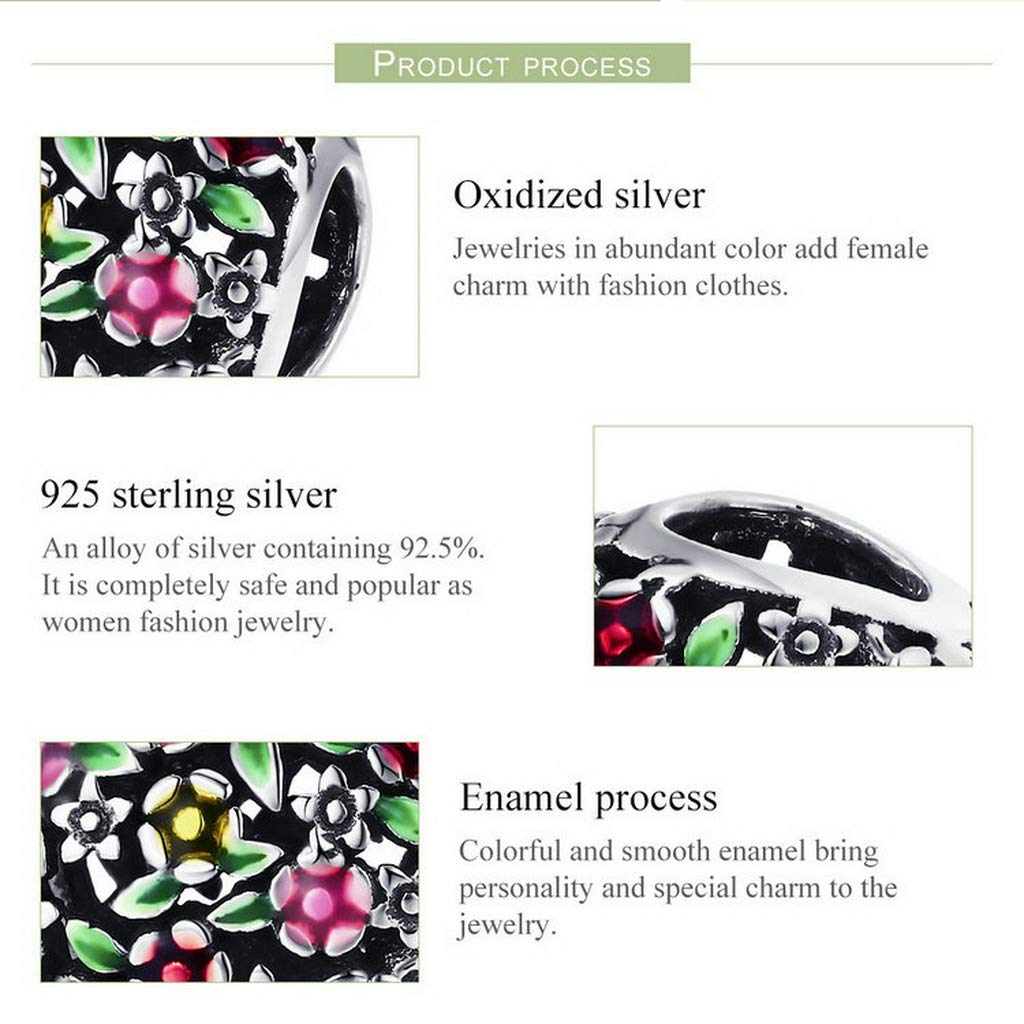 PAHALA 925 Strling Silver Valley of Flowers Enamel Charms