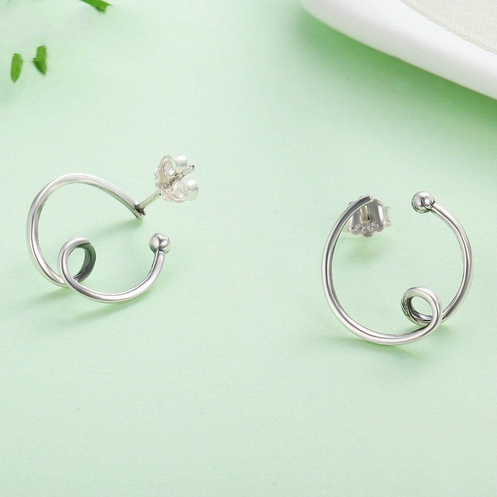 PAHALA 925 Sterling Silver Simple Line Party Wedding Stud Earrings