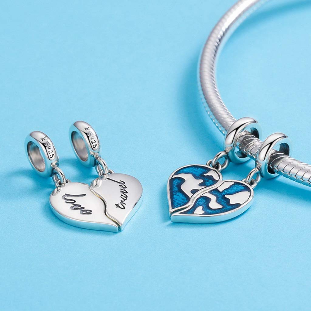 PAHALA 925 Strling Silver Enamel Picture of Earth Heart Charms