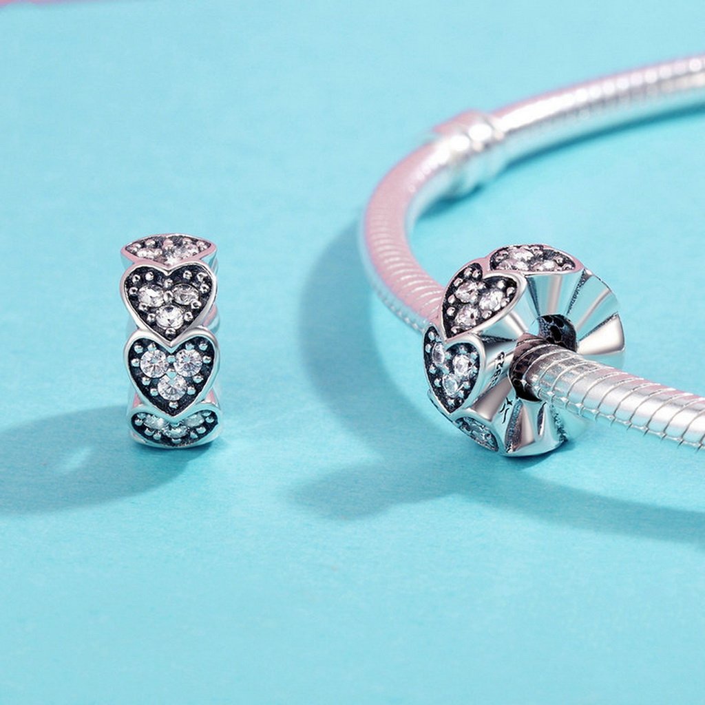 PAHALA 925 Sterling Silver My Heart with You with Crystal Charm Bead Fit Bracelet