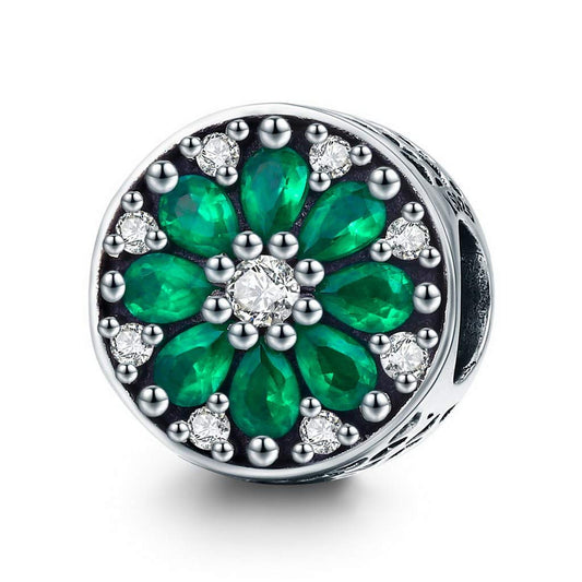 PAHALA 925 Strling Silver Summer Luminous Green Crystals Charms