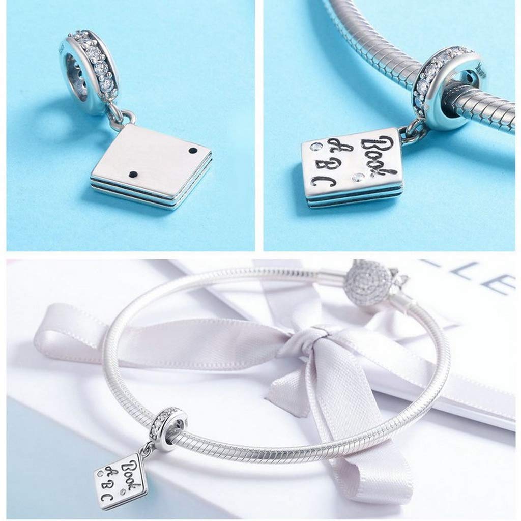 PAHALA 925 Strling Silver I Love Book with Crystals Charm Bead