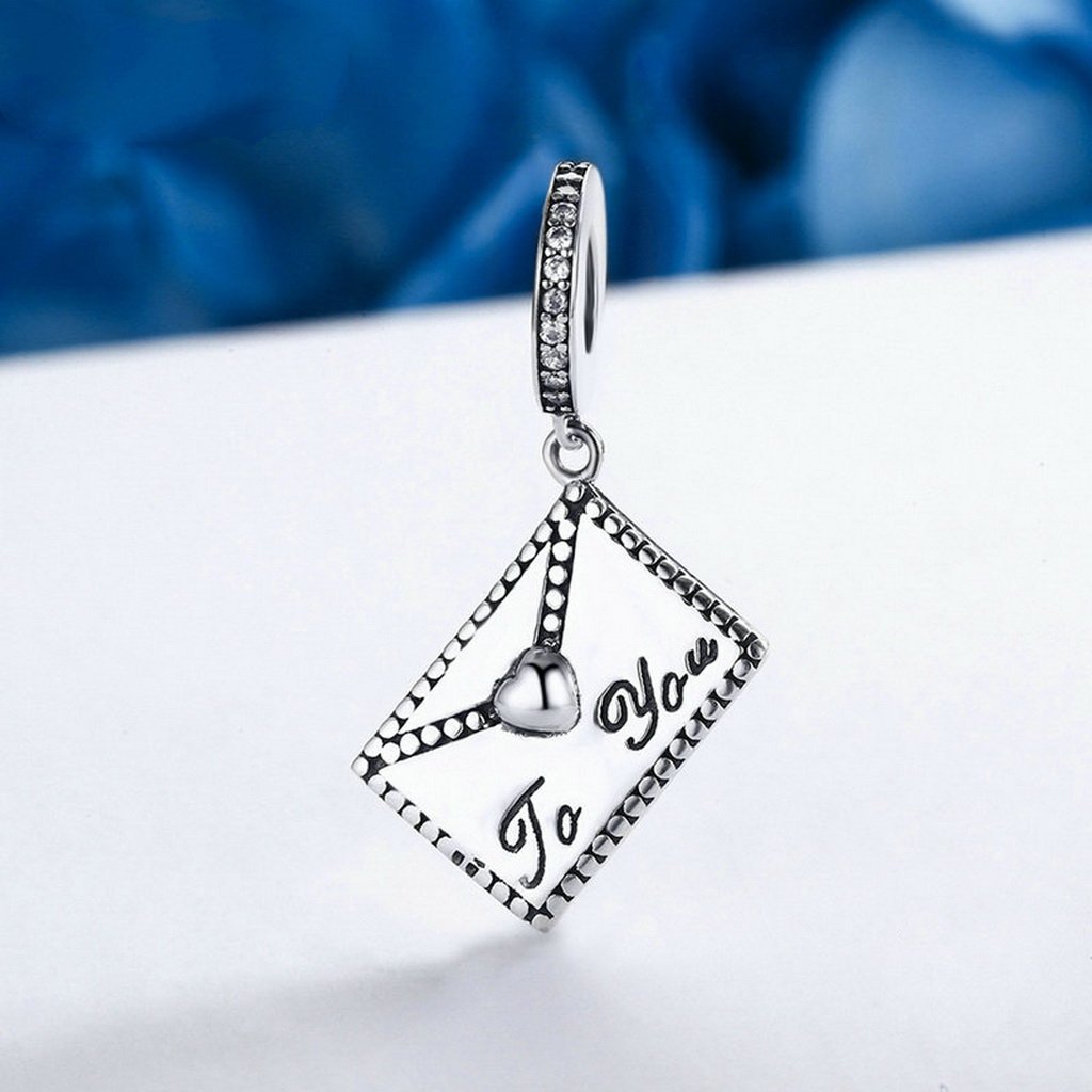 PAHALA 925 Sterling Silver Love Letter from Me to Your Heart Charms Fit Bracelets Necklace