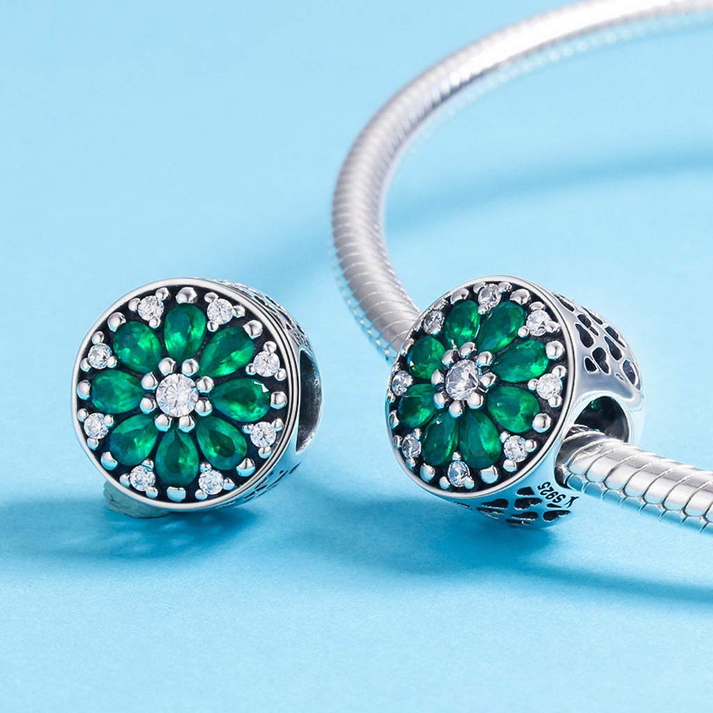 PAHALA 925 Strling Silver Summer Luminous Green Crystals Charms