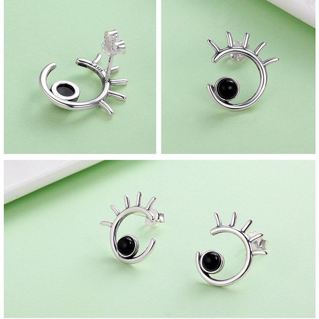 PAHALA 925 Sterling Silver Cute Big Eye Party Wedding Stud Earrings