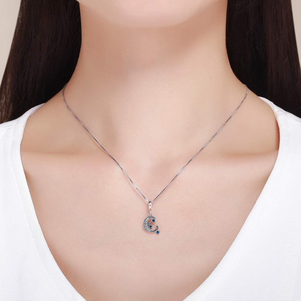 PAHALA 925 Strling Silver Sky Moon Star with Crystals Charms