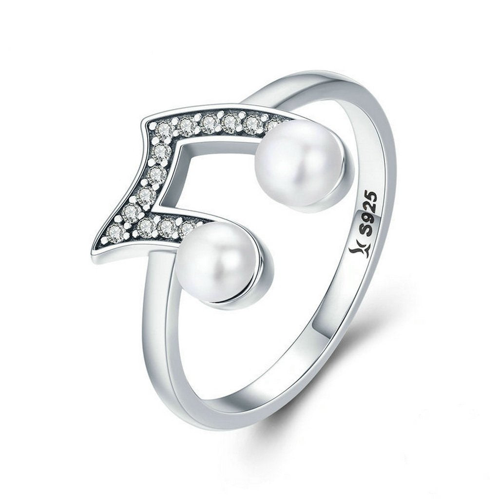 PAHALA 925 Sterling Silver Music Melody Pendant Necklace Earrings Ring Jewelry Set