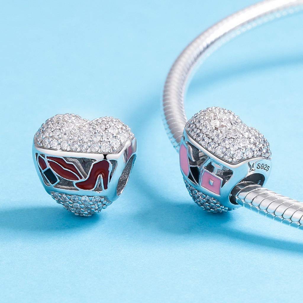 PAHALA 925 Strling Silver Cosmetic in Heart Crystal Charms