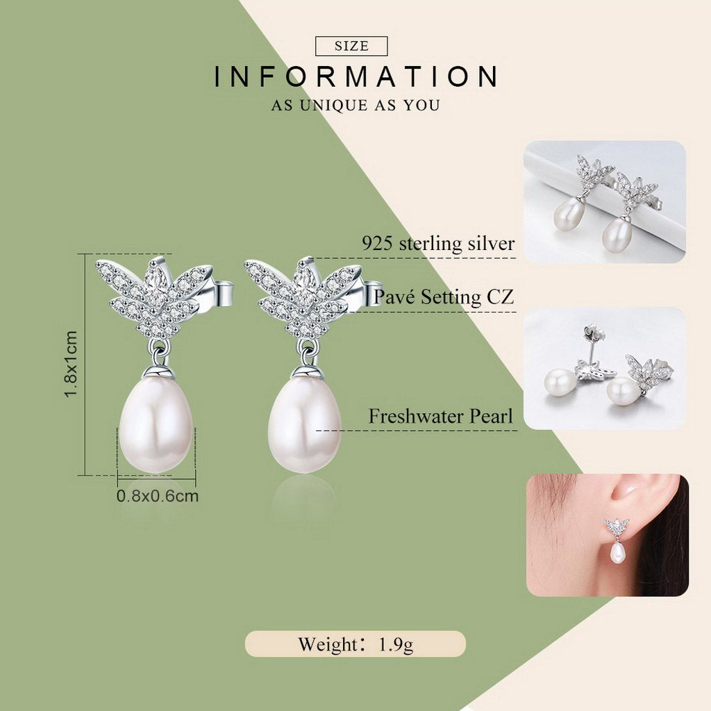 PAHALA 925 Sterling Silver Luminous Butterfly With Crystals Stud Earrings