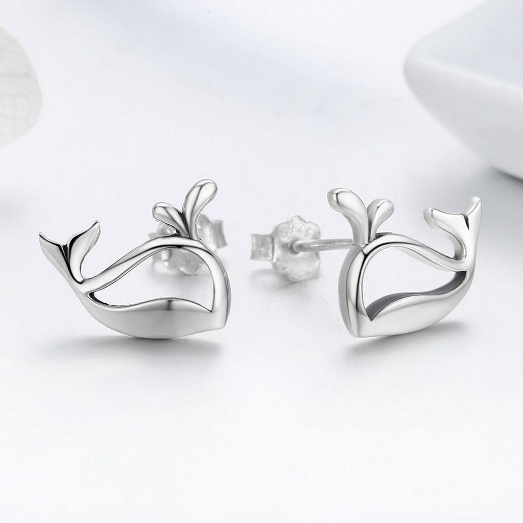 PAHALA 925 Sterling Silver Cute Small Whale Stud Earrings