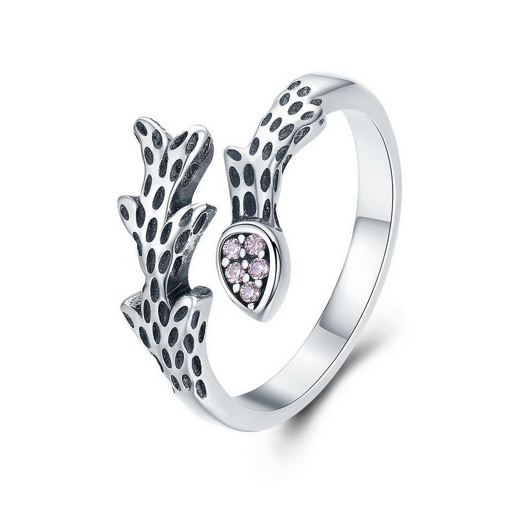PAHALA 925 Strling Silver Chic Vines with Crystals Weeding Party Band Ring