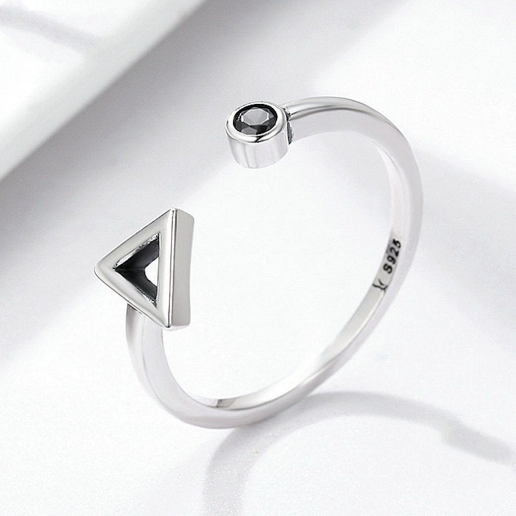 PAHALA 925 Sterling Silver Tringle with Crystal Weeding Party Band Ring