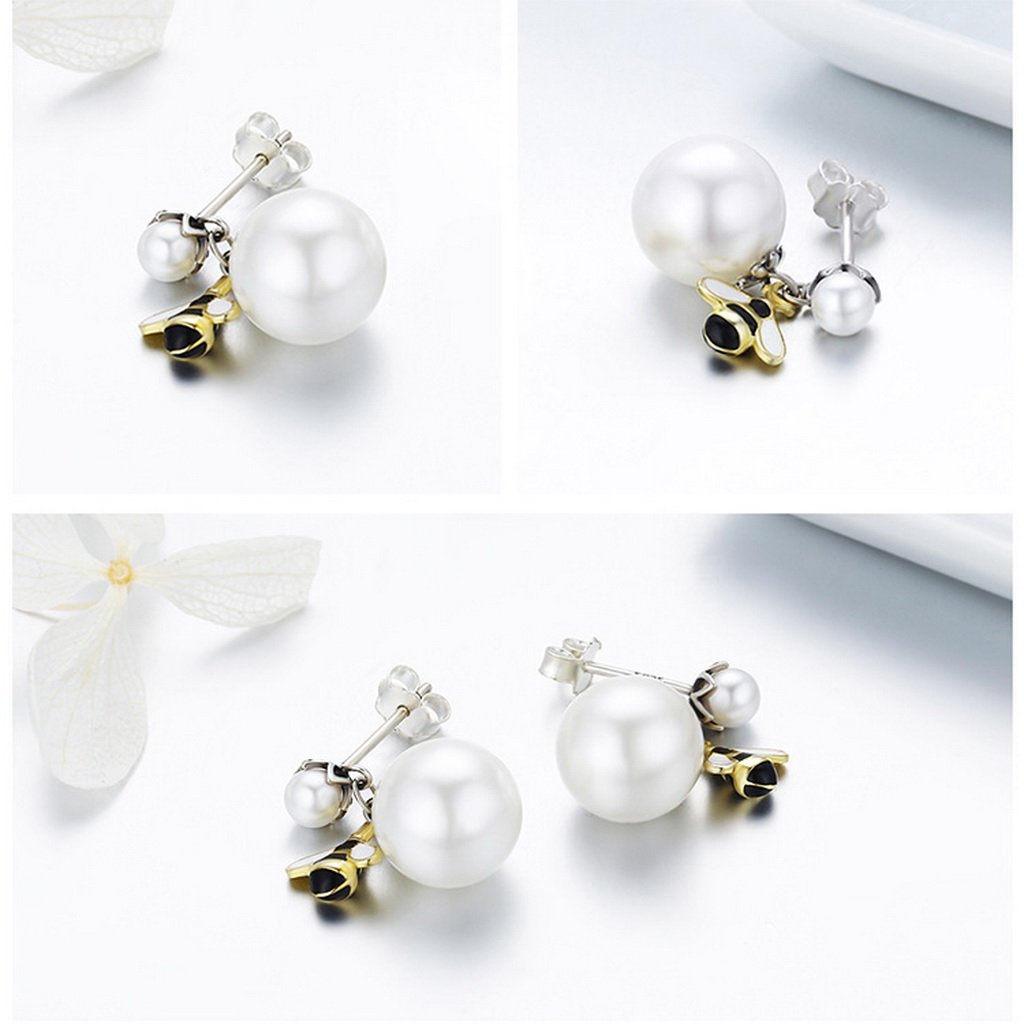 PAHALA 925 Sterling Silver Busy Bee With Honey Party Wedding Stud Earrings