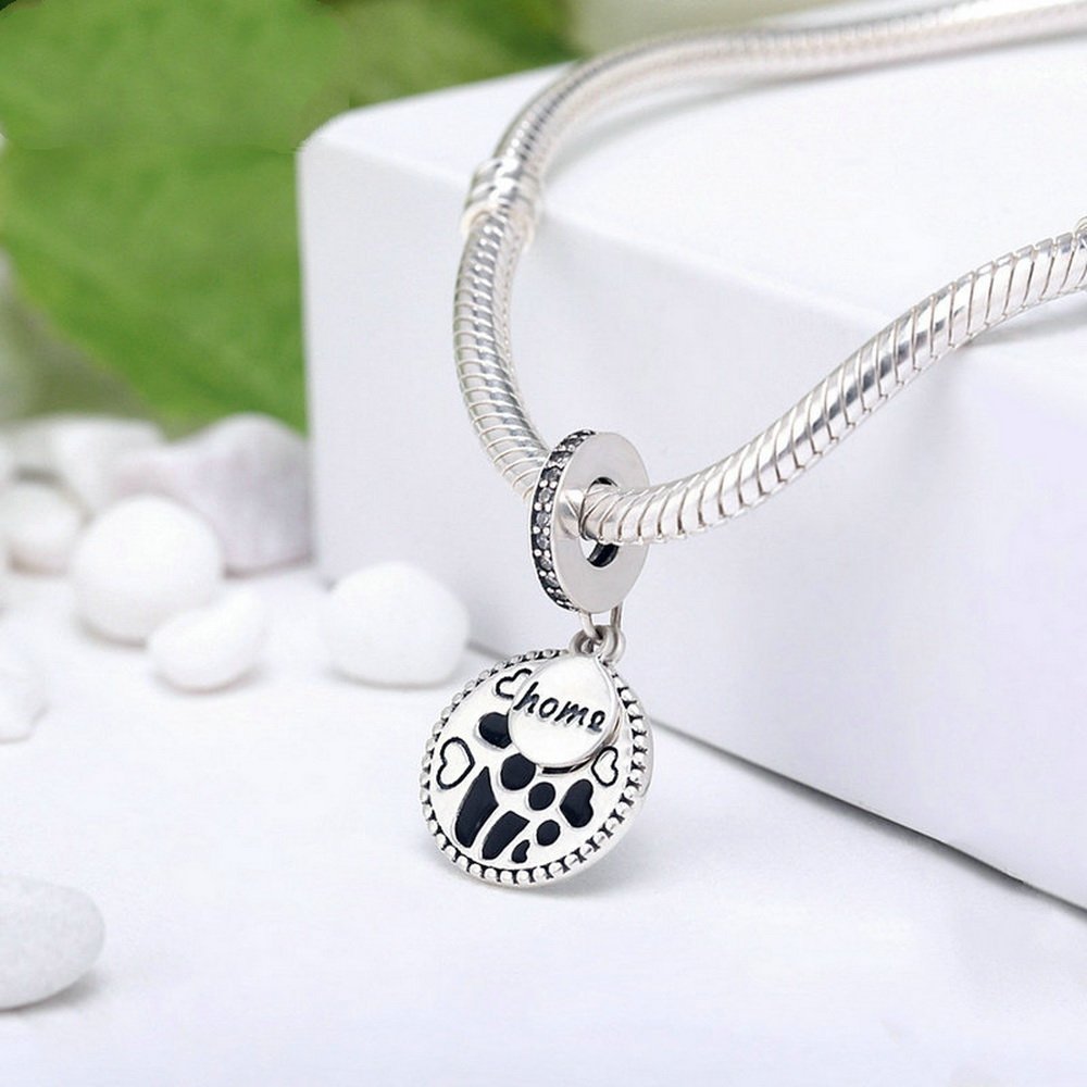 PAHALA 925 Strling Silver Engave Love Home Family Charms Fit Bracelets Necklace