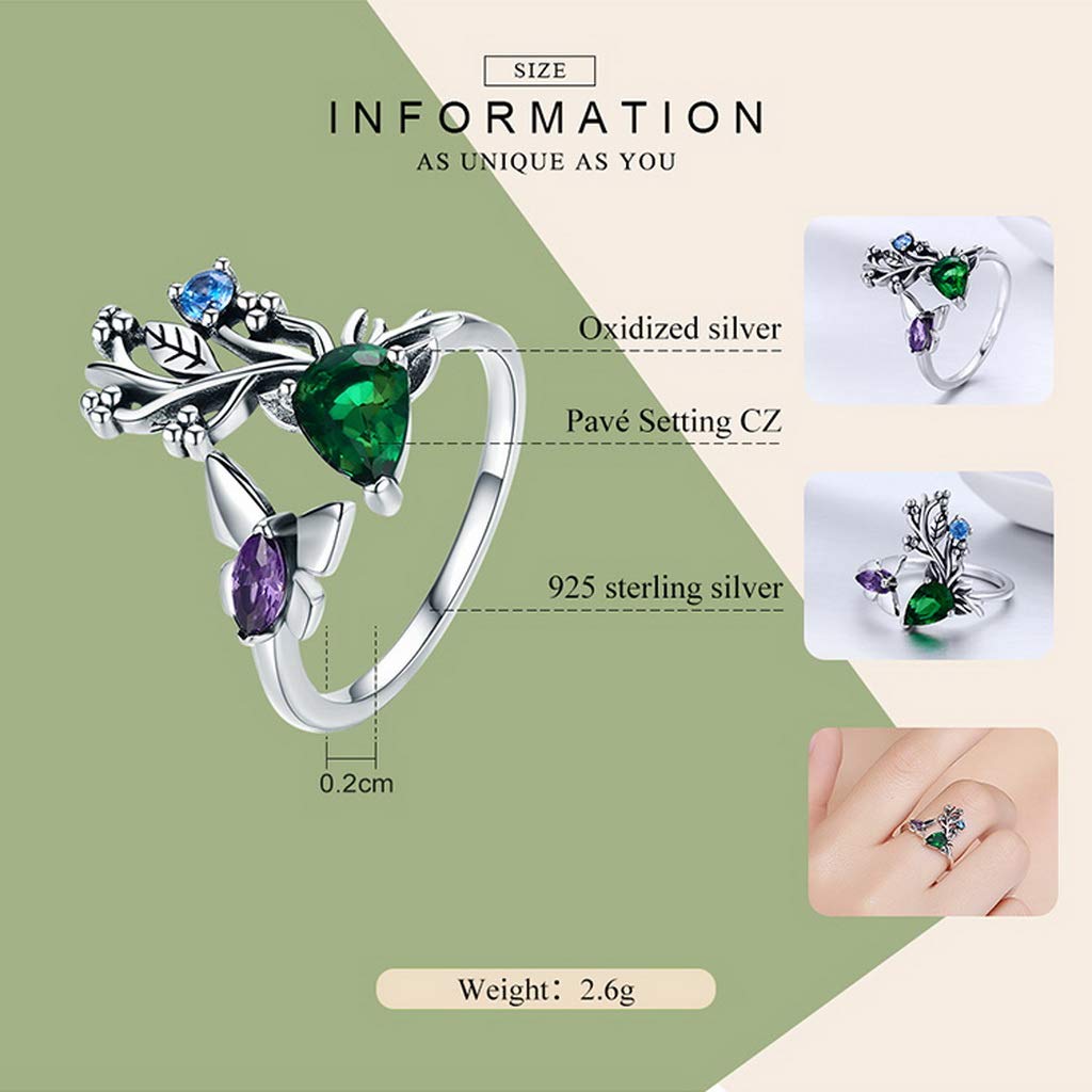 PAHALA 925 Strling Silver Butterfly Spring Garden Crystals Finger Weeding Party Ring