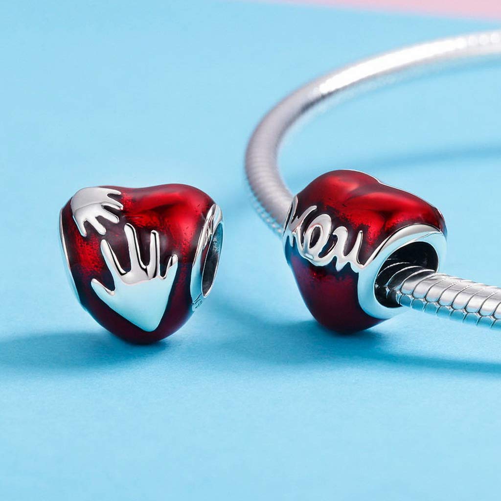 PAHALA 925 Strling Silver Mom Gentle Hand Enamel Charms