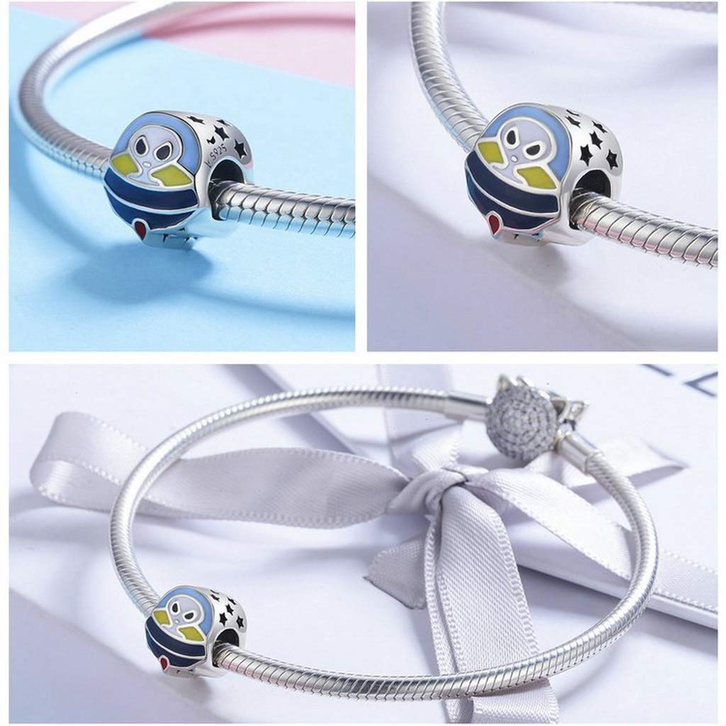 PAHALA 925 Strling Silver Colorful Enamel Alien Shape Charms Charm