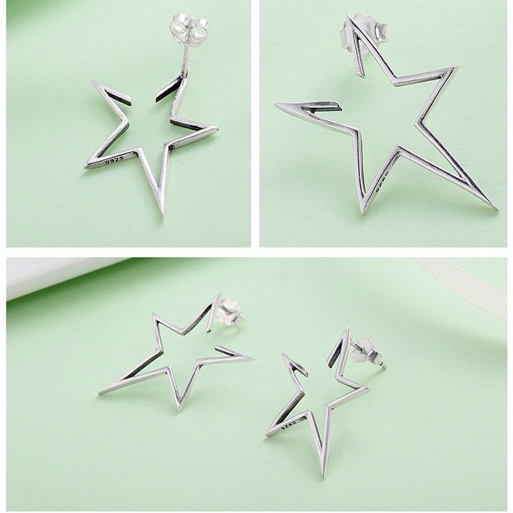 PAHALA 925 Sterling Silver Super Star Party Wedding Stud Earrings