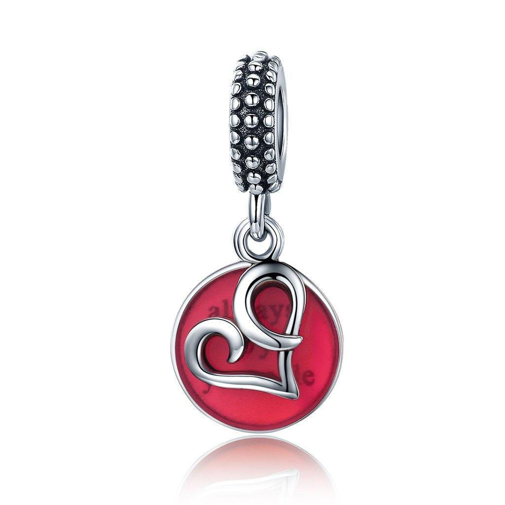 PAHALA 925 Strling Silver with You Red Heart with Crystals Charms Fit Bracelets Necklace