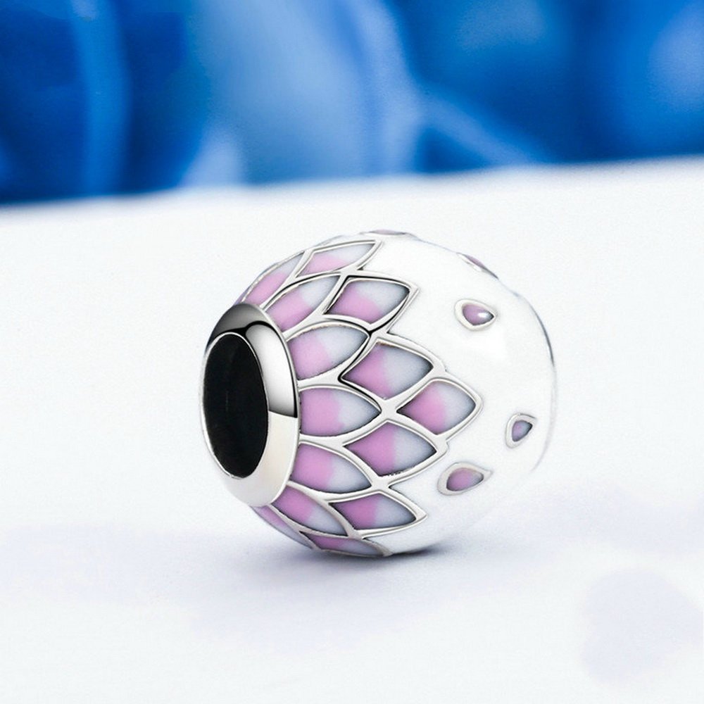 PAHALA 925 Strling Silver Gradual Pink White Enamel Charms Fit Bracelets Necklace