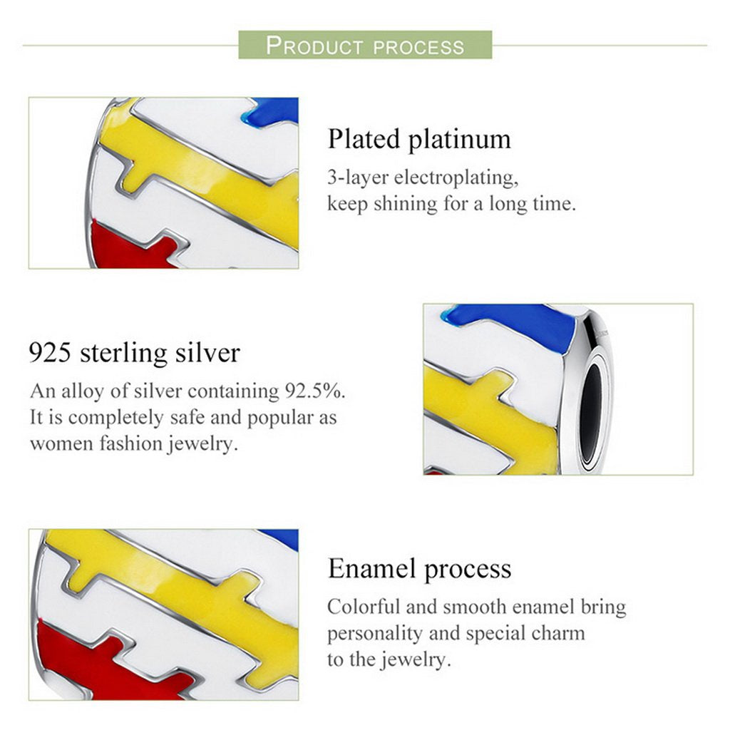 PAHALA 925 Sterling Silver Beautiful Color Enamel Charm Bead Fit Bracelets