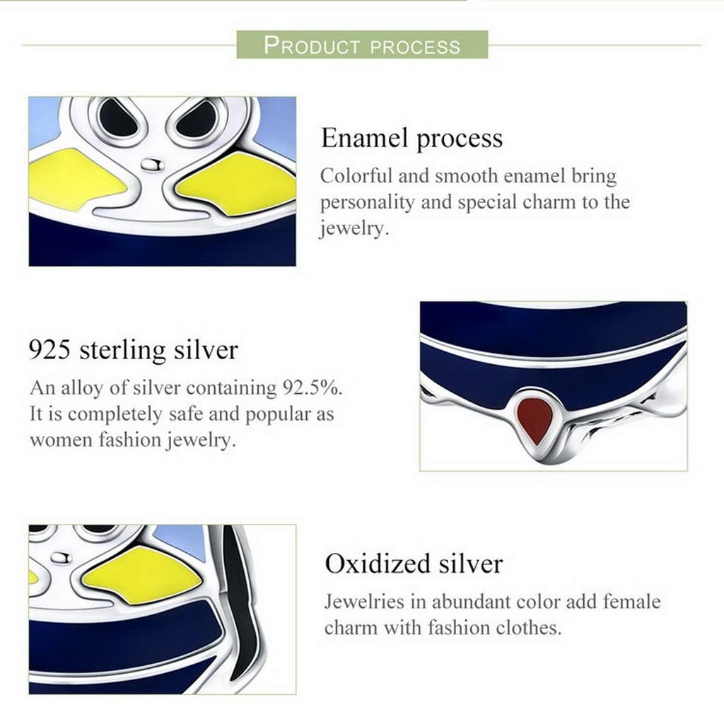 PAHALA 925 Strling Silver Colorful Enamel Alien Shape Charms Charm