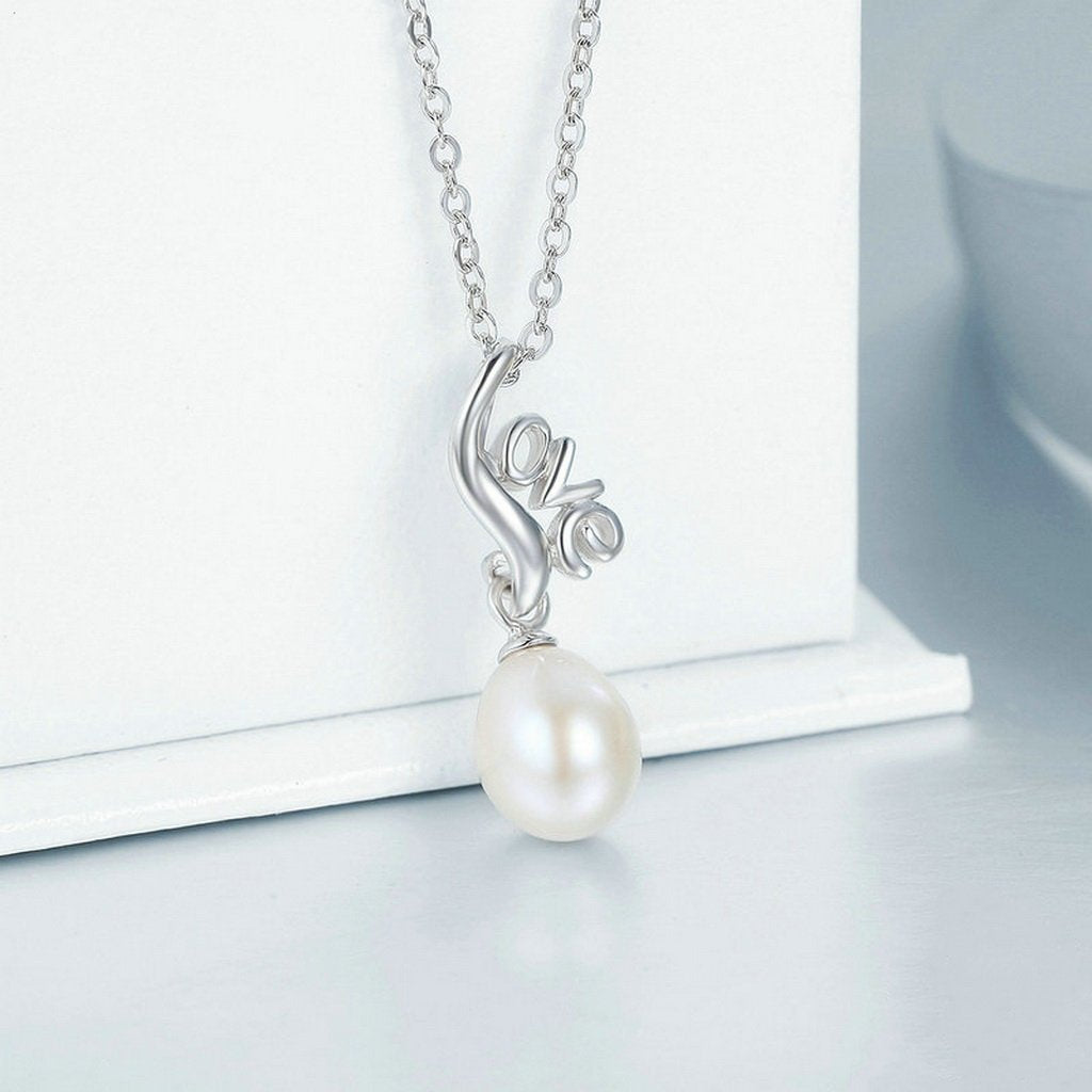 PAHALA 925 Sterling Silver Luminous Love Pearl Pendant Necklace