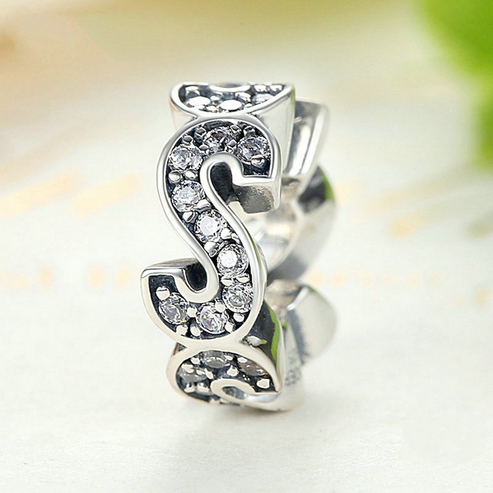 PAHALA 925 Strling Silver S Crystals Charms Pendant Fit Bracelets Necklace